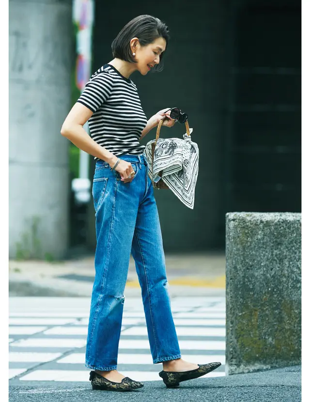 松井陽子さん（エディター）デニムコーデ