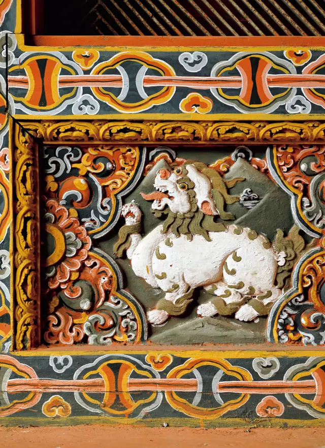 幸福を呼ぶ神獣のひとつ、白虎。「タシチョ・ゾン」にて