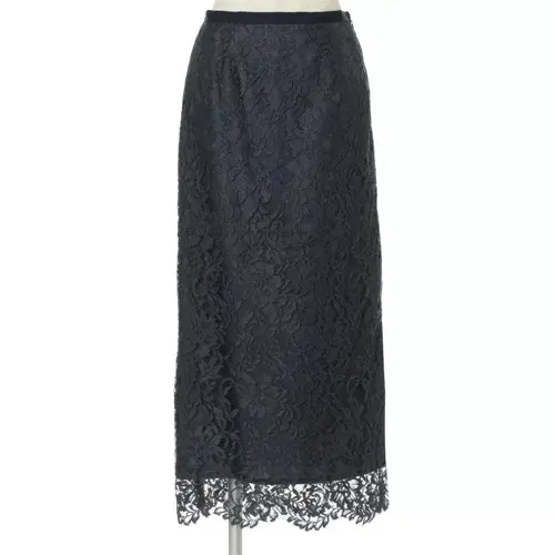 E by eclat (イーバイエクラ) リバーレーススカート グレグリーンー・ダスティピンク ￥25,300