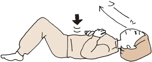 おなかをへこませながら、長めにゆっくりと鼻から息を吐く