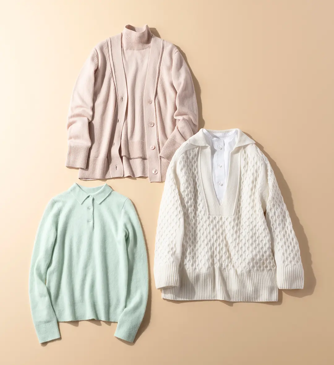 幸福感に包まれるパステルカラーのカシミヤニット