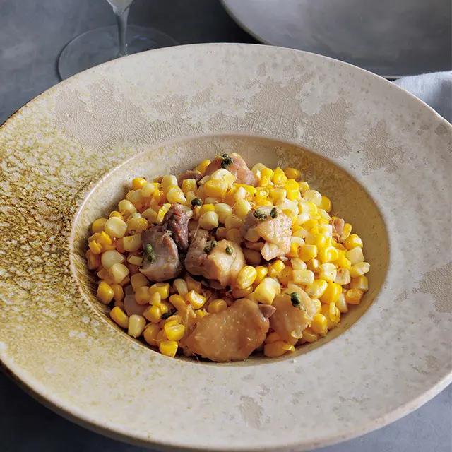 鶏肉ととうもろこしの実山椒ソテー