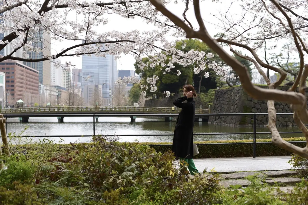 ZARAグリーンパンツで皇居外苑スタバへの画像_6