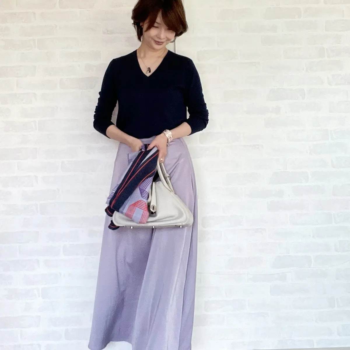 ラベンダーカラーのマキシスカートの画像_2