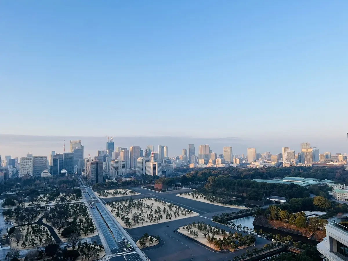 自室から朝の景色