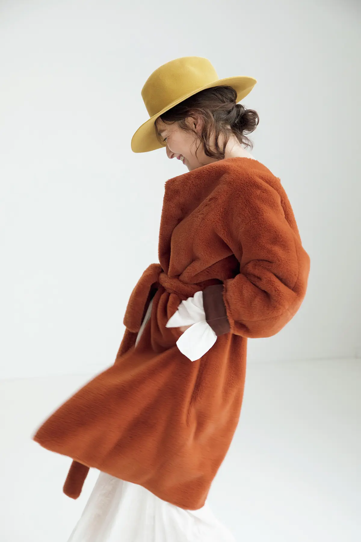 亜希　50代エコファーコートブラウン