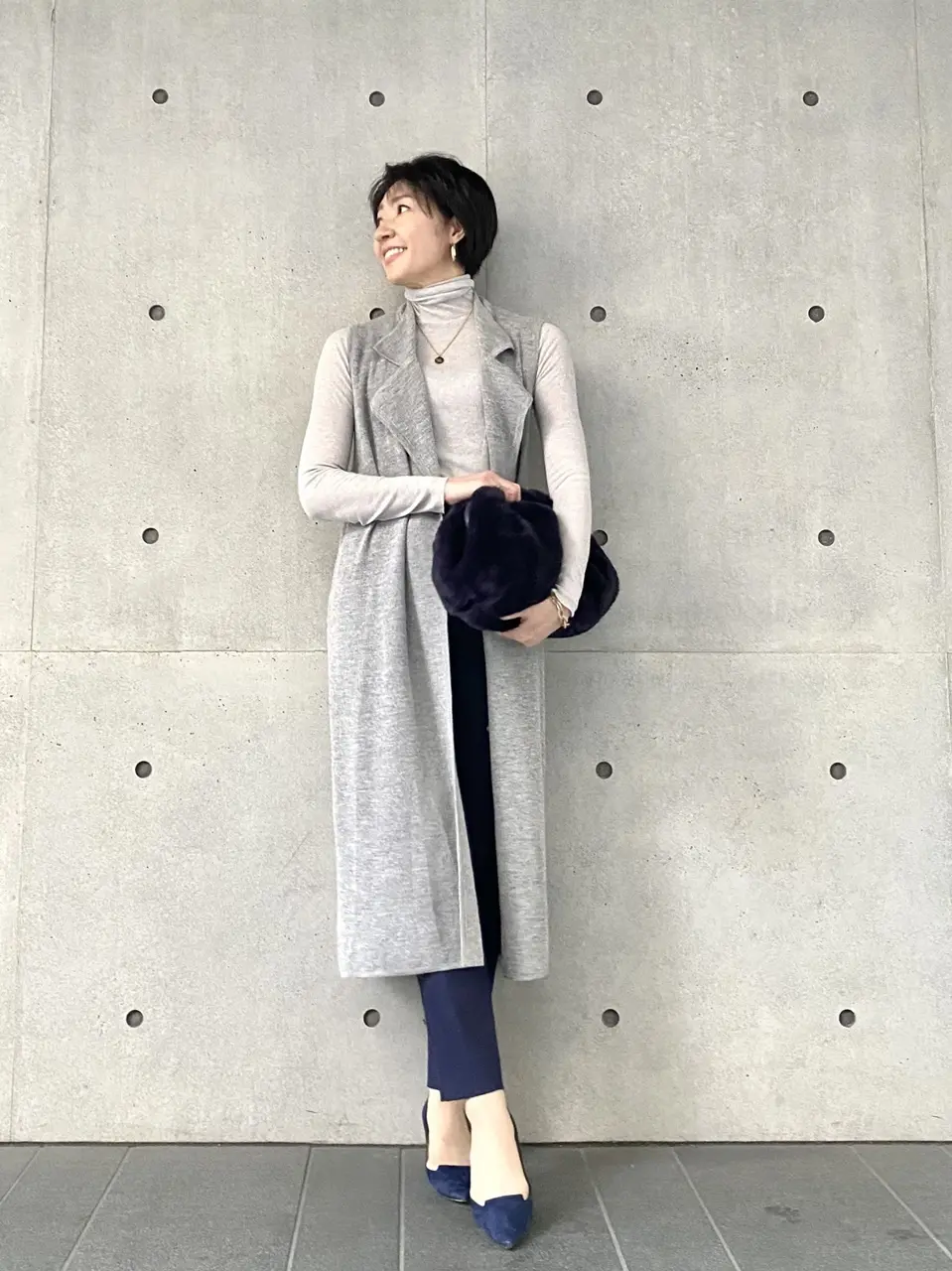 透け感ニット×ロングジレコーデ③