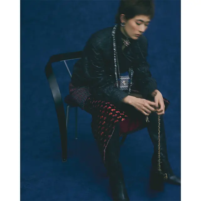 シャネル　シルクのジャカード素材のジャケット