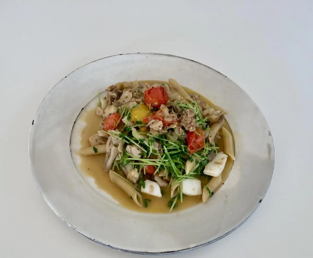 OurAge×Webエクラ　昼食はシーフードペンネです。２日間とも同じ食材で作りました。