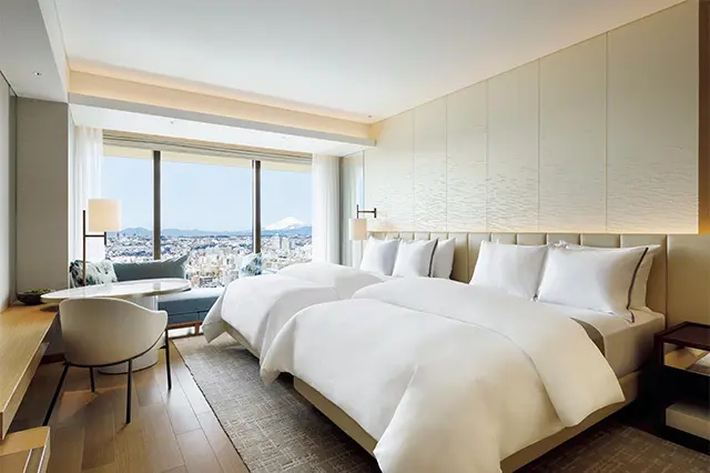 ベ イルームの客室。全客室にヘブンリ ーベッドを設置