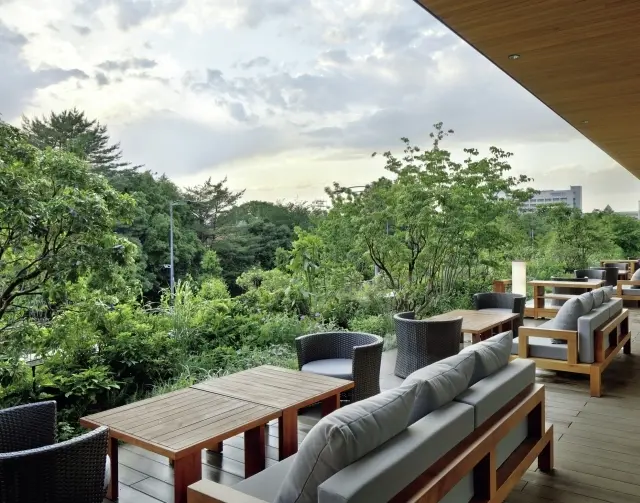 「DAICHINO RESTAURANT」には、緑を眺めるテラス席も