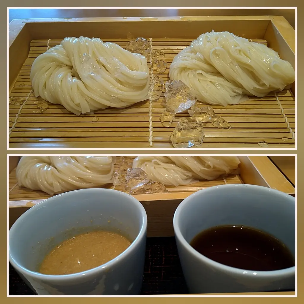 稲庭うどん生麺と乾麺、つゆ２種類