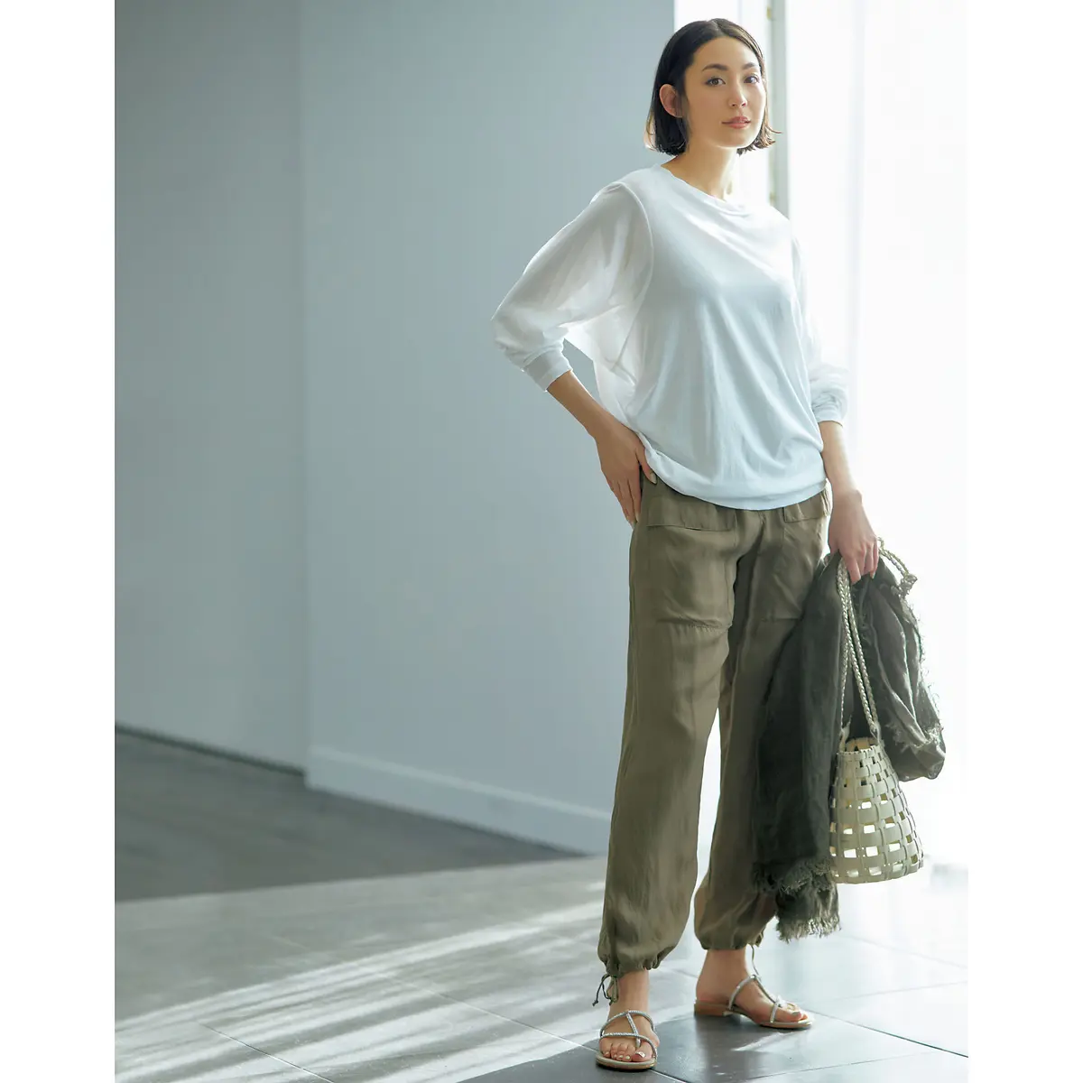 CINOH ドルマンスリーブTシャツ TICCA カーゴパンツ