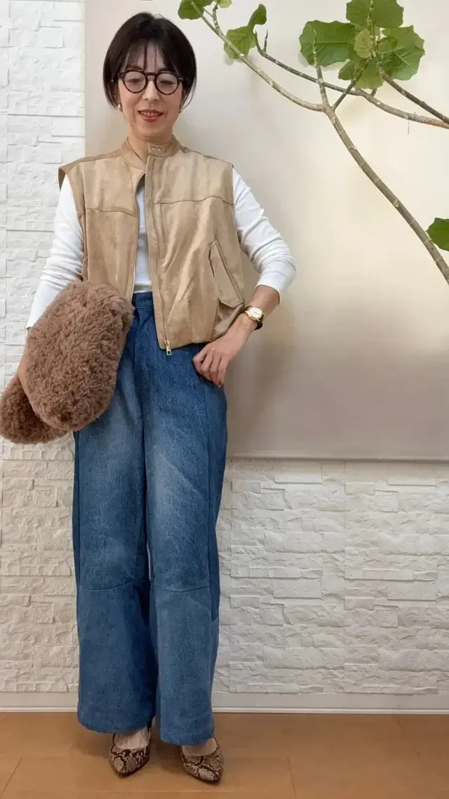 SEA デニムパンツ、ZARAベスト