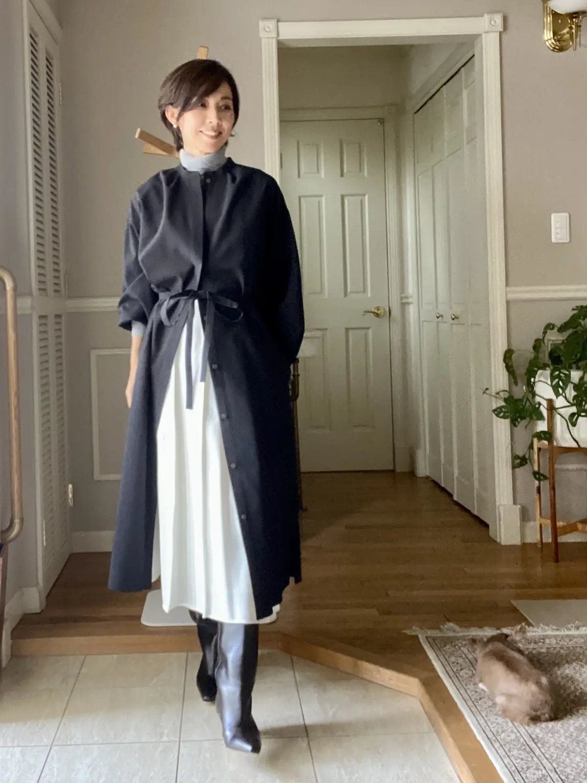 E by eclat バンドカラーワンピの画像_5