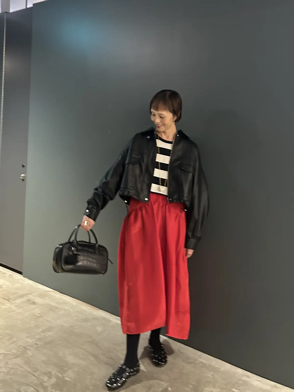 黒レザー✖️ボーダーは相性がいい 大好きの画像_5