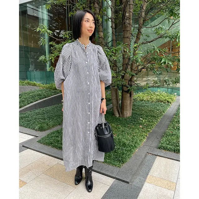 一枚で華やぐシャツワンピースはコートインでも活躍！