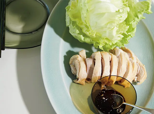 蒸し鶏のレタス巻き