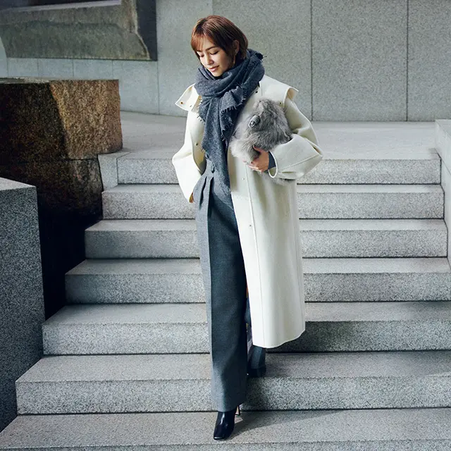 なじみのあるベーシックカラーを 表情豊かな質感と新しいバランスで 上品な華のある着こなしに