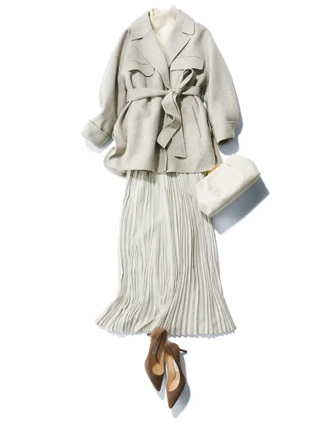 ワントーンコーデで上下をつないで細見え効果を狙って！【冬こそロングスカートの出番です】