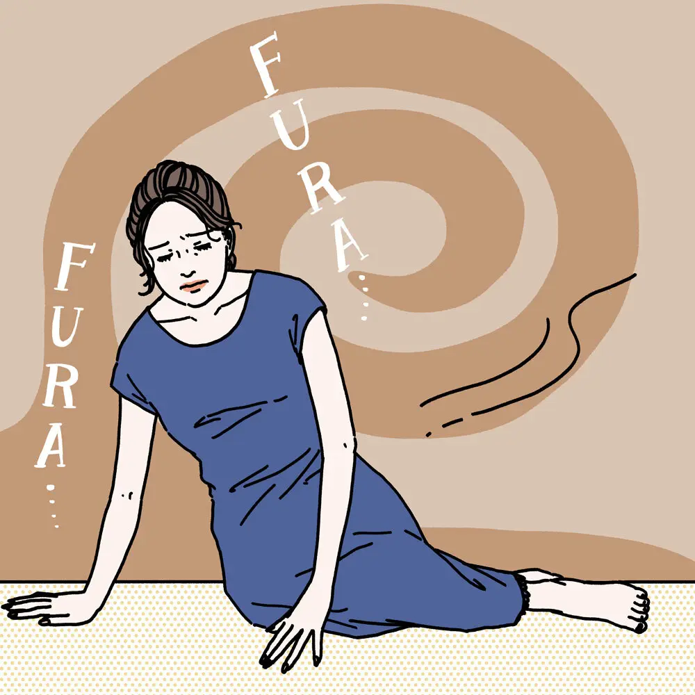 めまいに悩む女性のイラスト