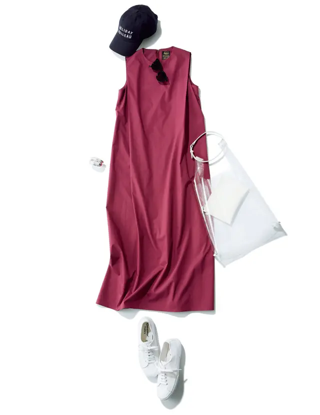 洗える才色兼備ワンピースの別コーデ