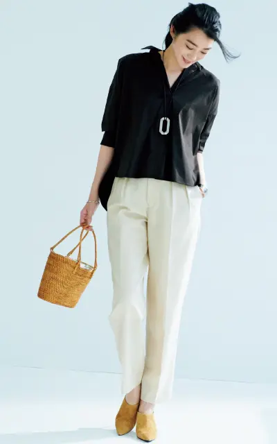 カスタードのベーシックカラーパンツ