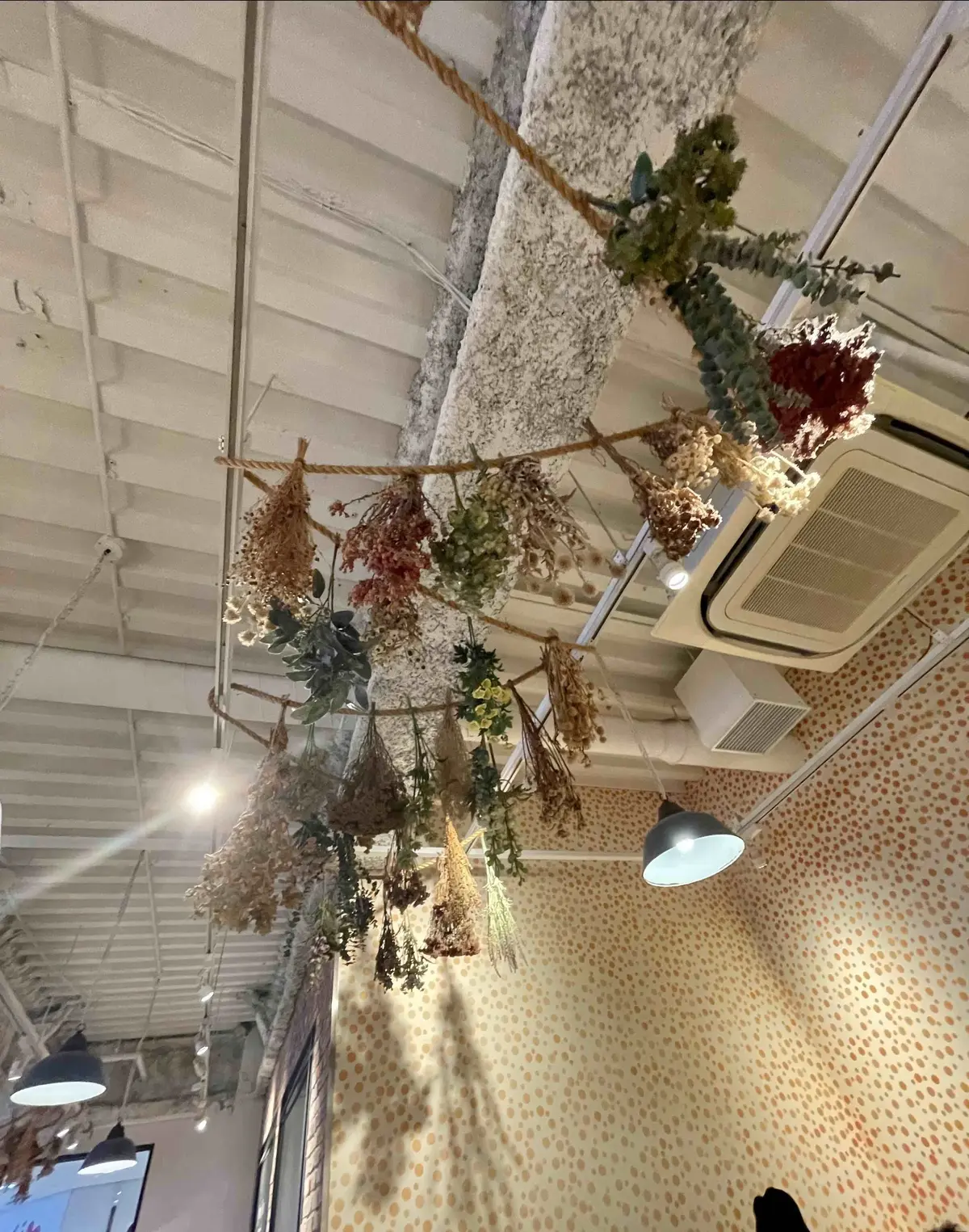 いちごさんカフェ、アフタヌーンティー、ケーキ、女子会、カフェ、スイーツ、いちご、お茶、Afternoon Tea、LOVE &TABL、Afternoon Tea LOVE &TABL、アフタヌーンティーラブ&テーブル、店内、天井、内装、ドライフラワー。