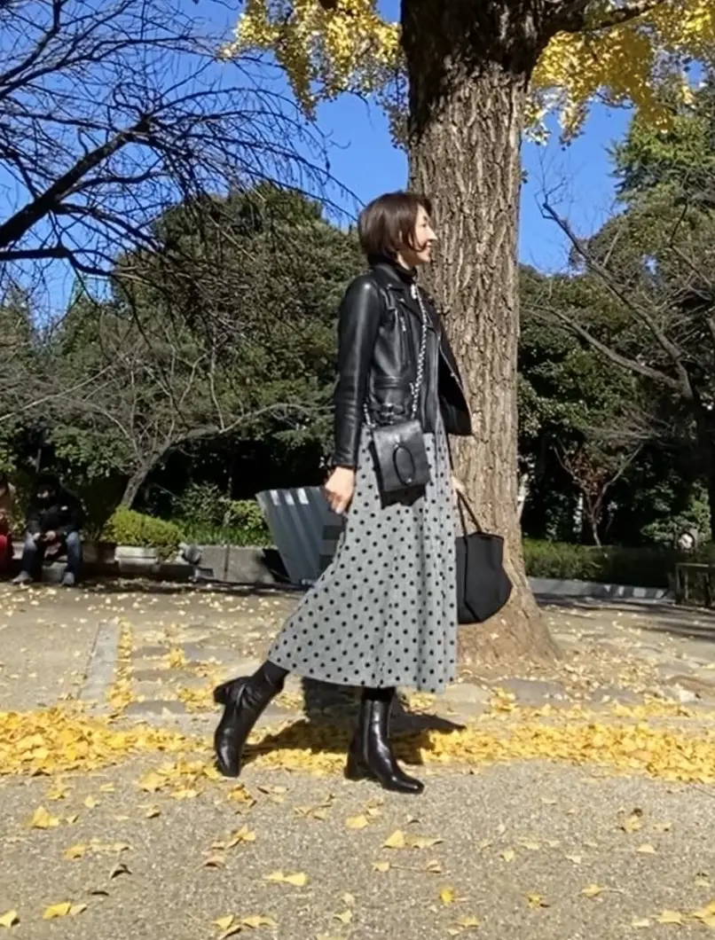 ドット柄スカートコーデ②