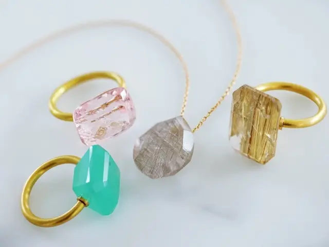 エツコ ソノべ 天然石のリングとネックレス