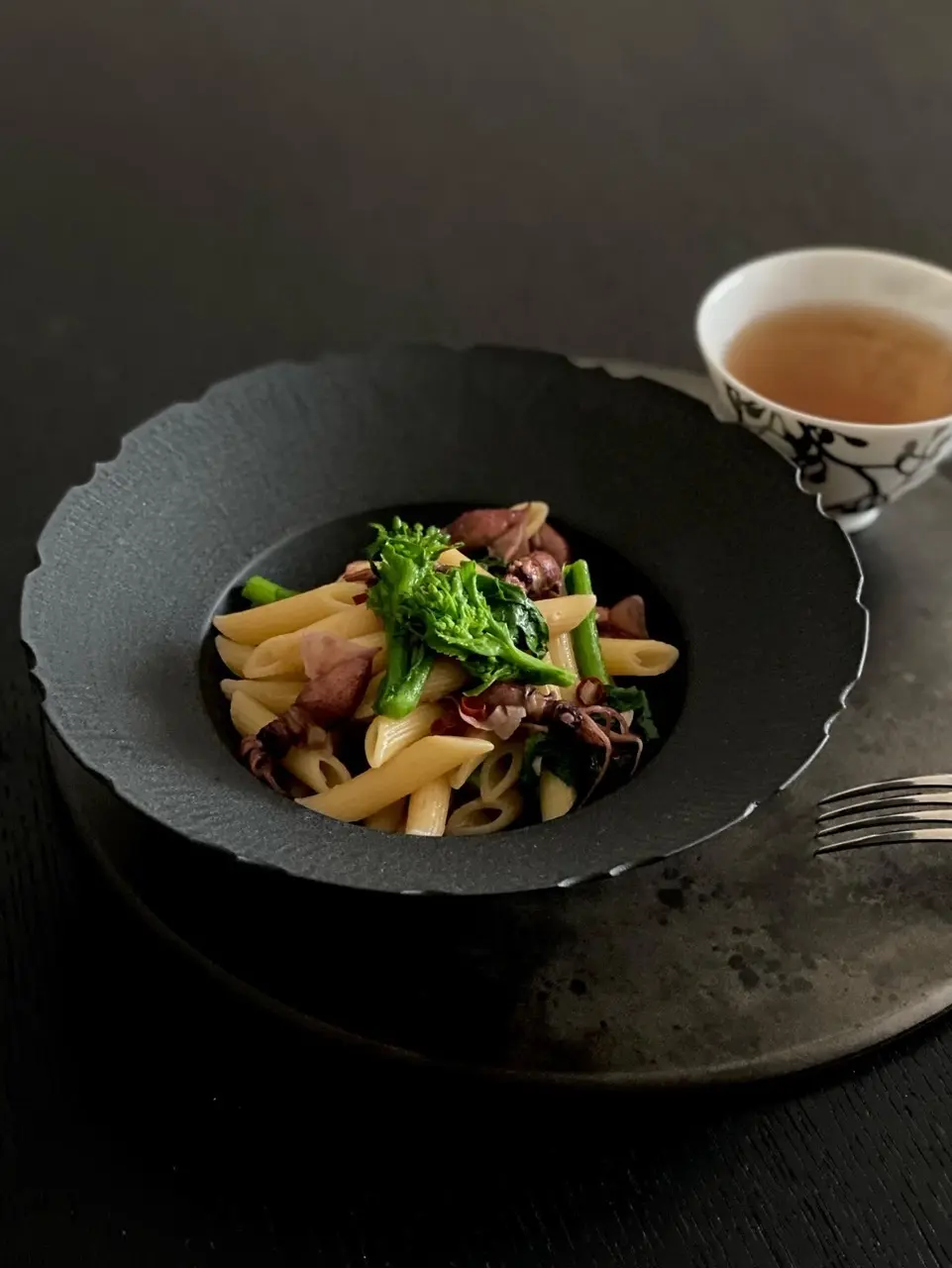 ホタルイカと菜の花のペペロンチーノパスタ