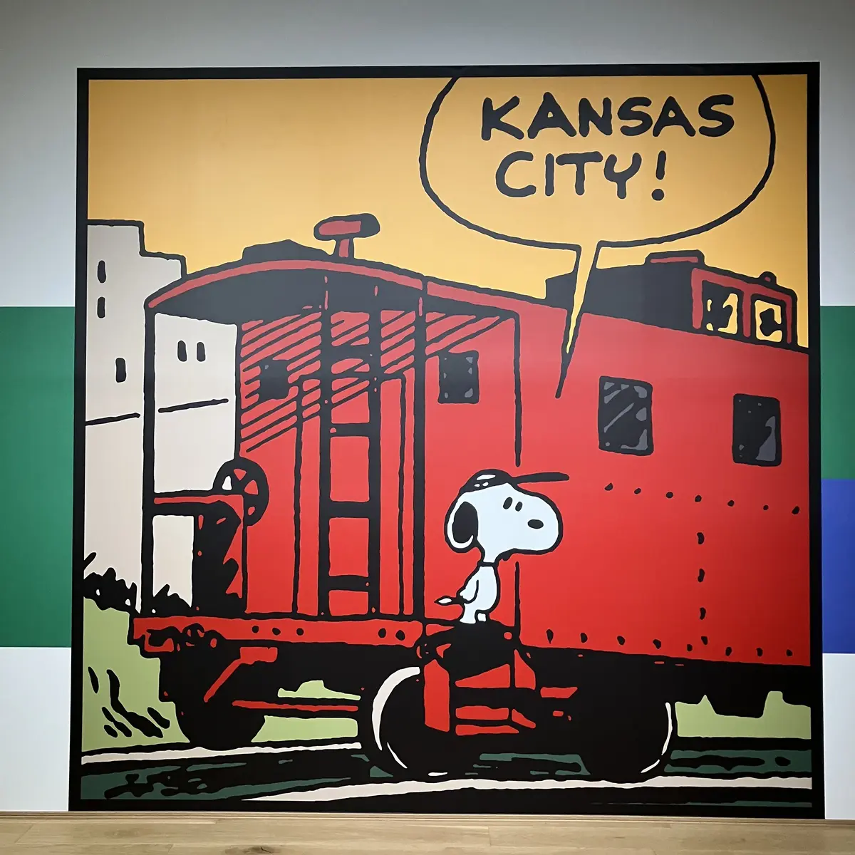 スヌーピーミュージアムで開催中の企画展「旅するピーナッツ。」の展示