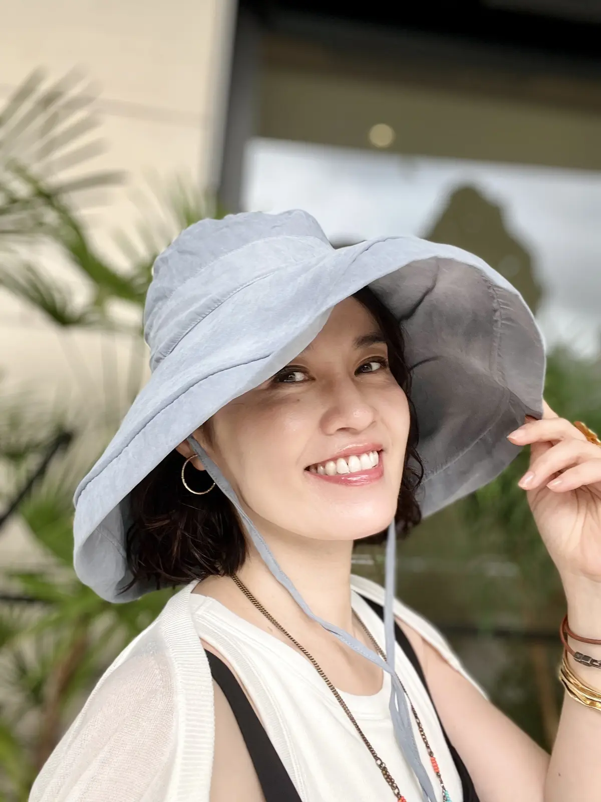 エクラ華組水口宜子さん　水口宜子　ビッグバケットハット　帽子美人