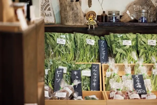 大人のひとり旅　美食　丹後　キコリ谷TERRACE　オーガニック野 菜や地元のこだわりの加工品を店内で販売
