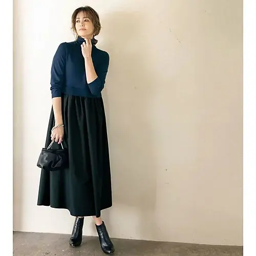 E by eclat ニットドッキングワンピースり替えニット ￥23,100