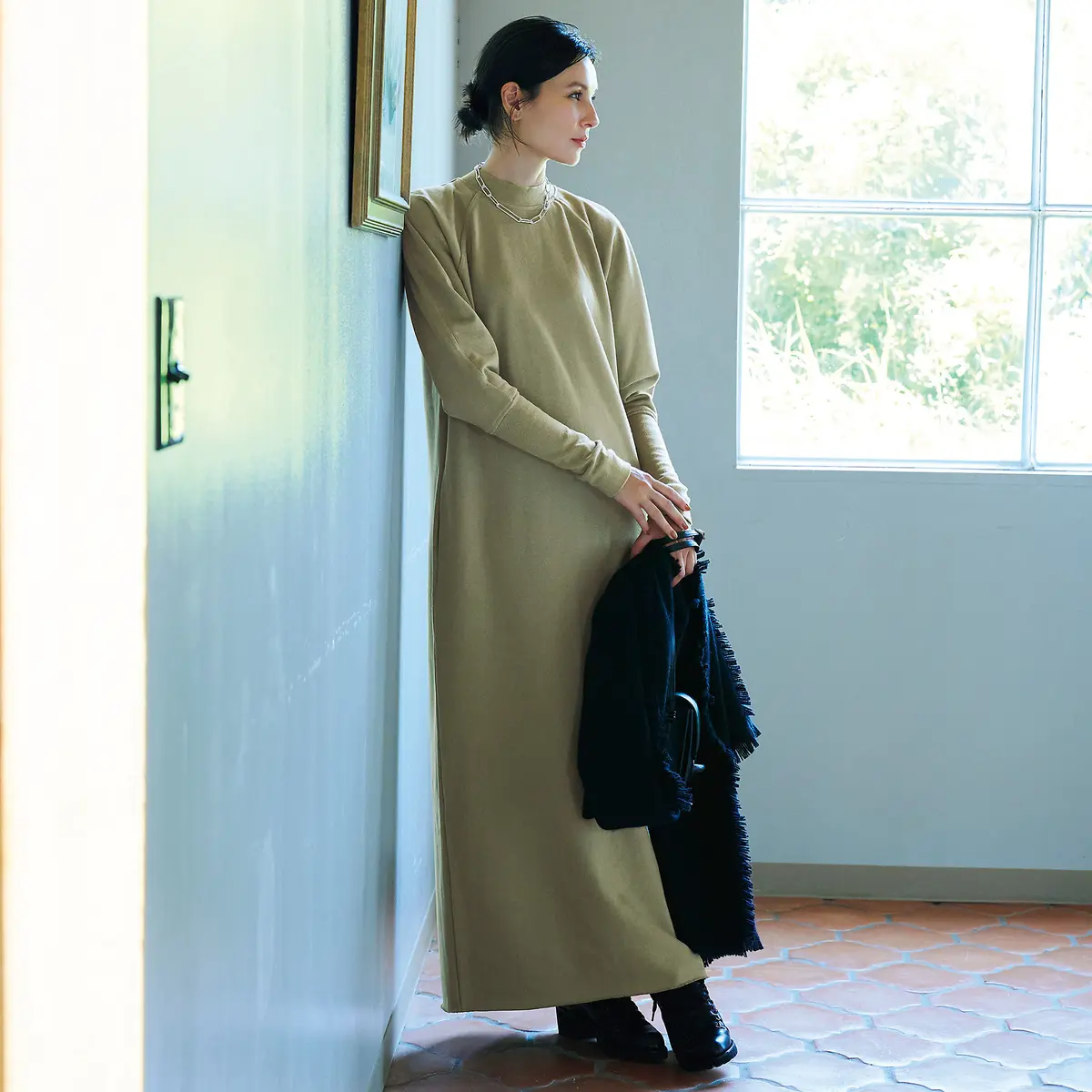 Lâchement ヴィンテージ風裏毛マキシワンピース