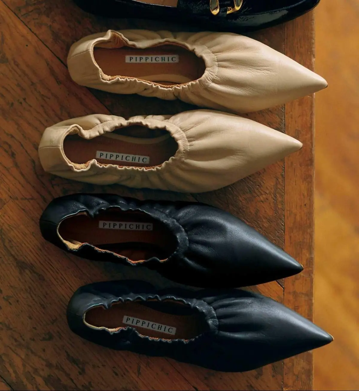 PIPPICHIC ギャザーフラットパンプス