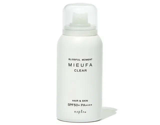 ミーファ フレグランスUVスプレー クリア SPF50+・PA++++ 80g （サロン専売品）￥1,320／ナプラ