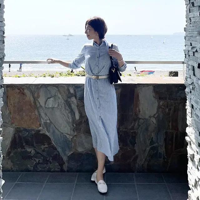 爽やかさアップ！ZARA細めストライプ柄ワンピース