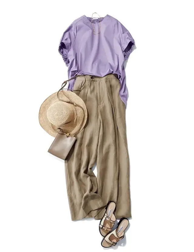 【甘くないのに華があるドライなベージュ】ラベンダーや淡ピンク合わせでもスタイリッシュに決まる