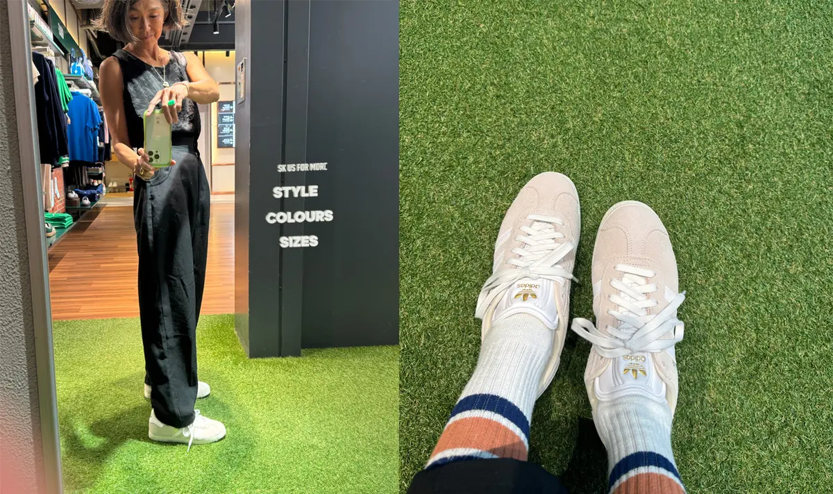 アディダスゴルフ ゴルフシューズ　ガゼル　ホワイト系カラー 試着