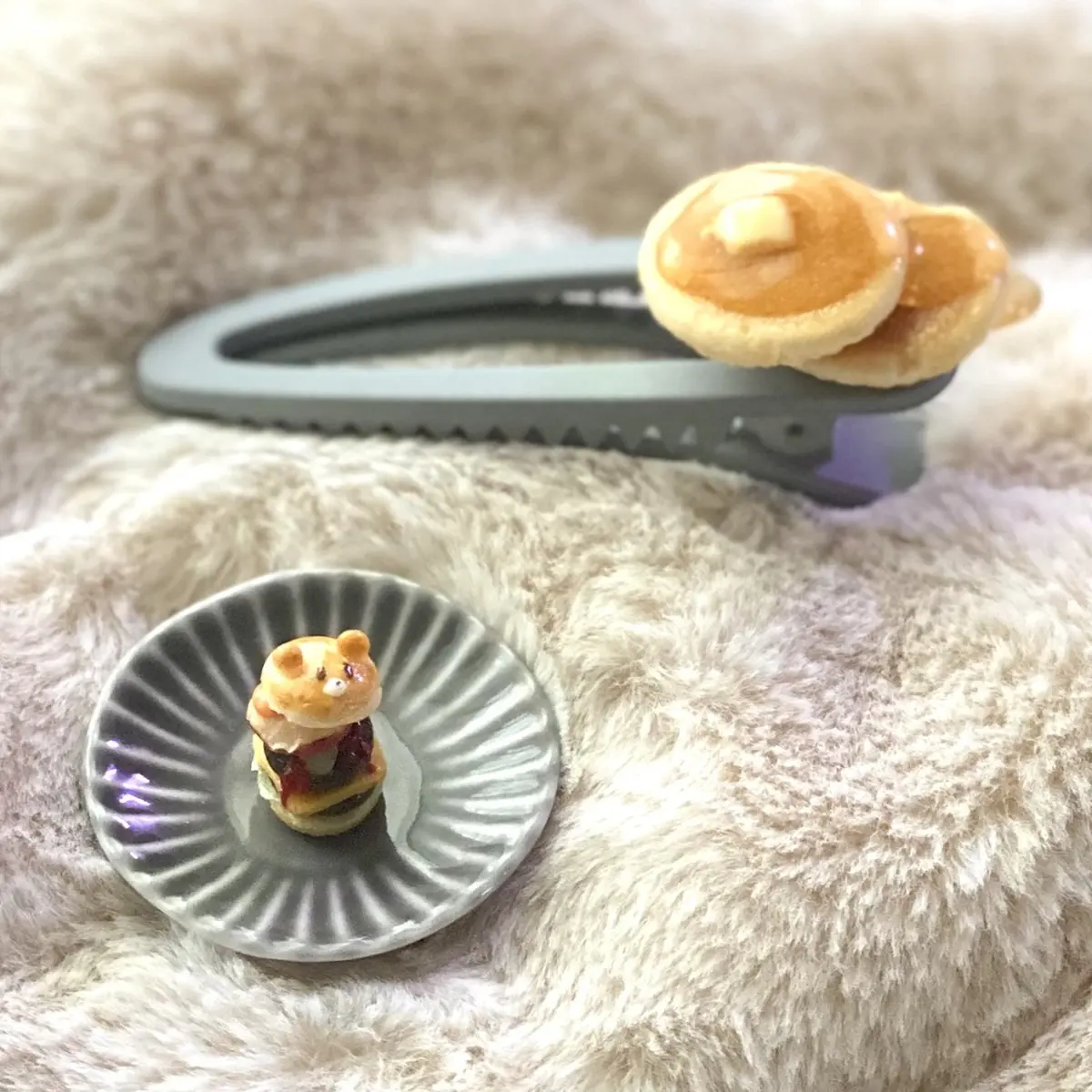 ミニチュア アニマルバーガーとヘアクリップ