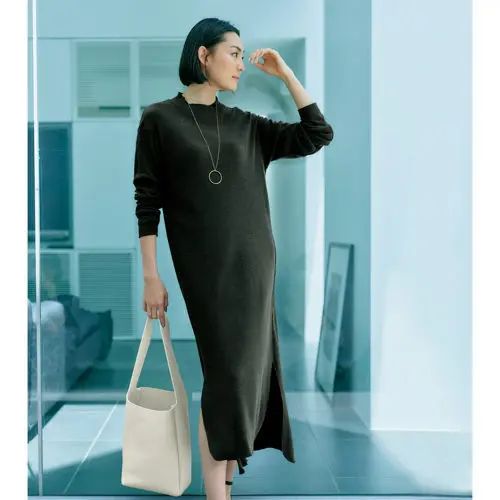 unfil シルクジャージーTシャツドレス