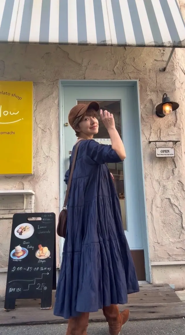 ネイビー×ブラウンで秋色コーデ。神戸おしの画像_9