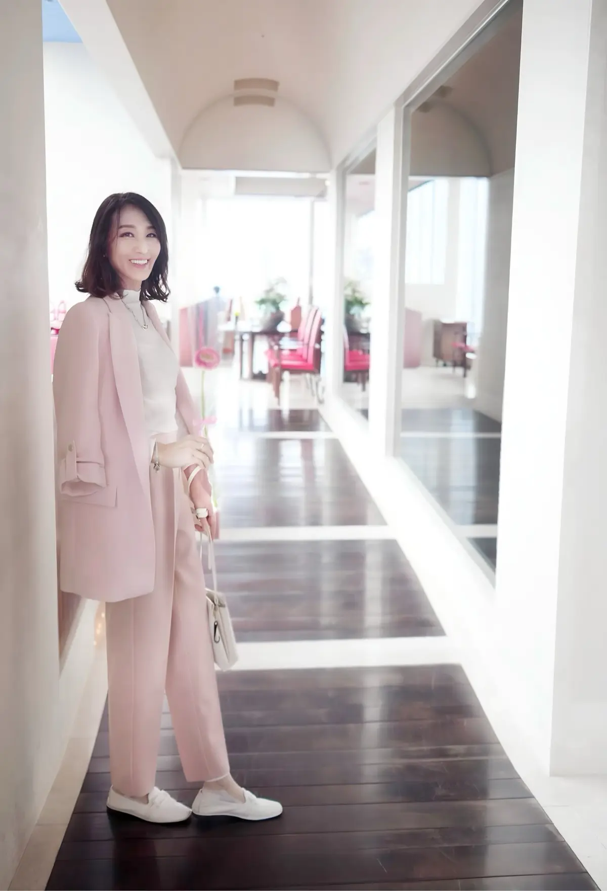 ZARA ロールアップスリーブブレザー  ￥ 8,590 ピンクベージュ | 7940/760