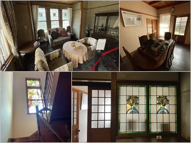 埼玉県川越市：旧山崎家別邸のステンドグラスや洋館の様子