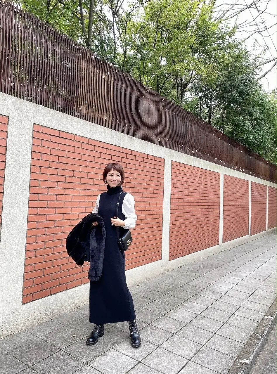 お洒落なシャツINニットワンピース