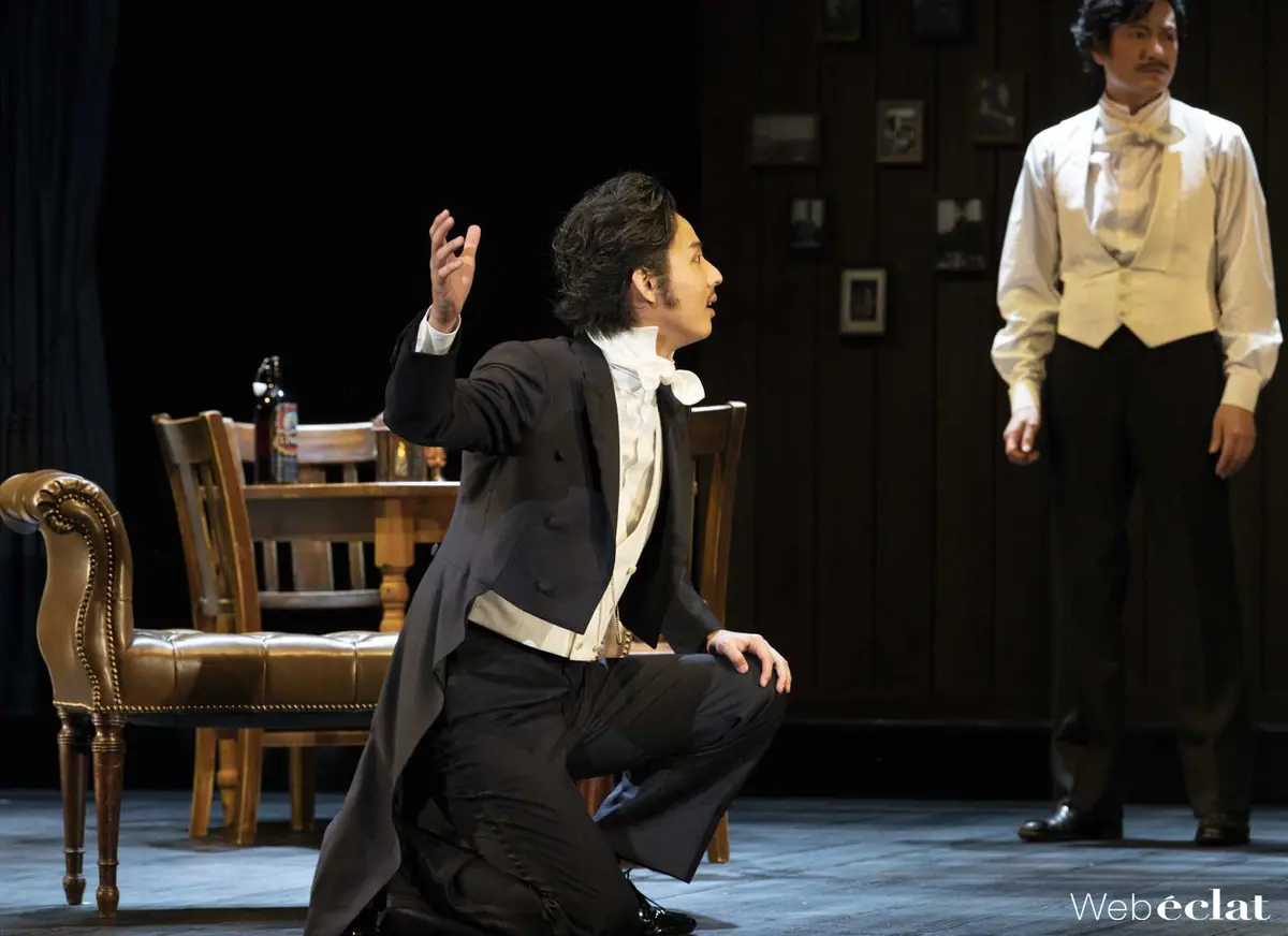 ＜右から＞忍成修吾　藤ヶ谷太輔「野鴨-Vidanden-」プレスコール（ｃ）集英社
