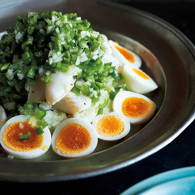 じゃがいもとタラの ピーマンドレッシング