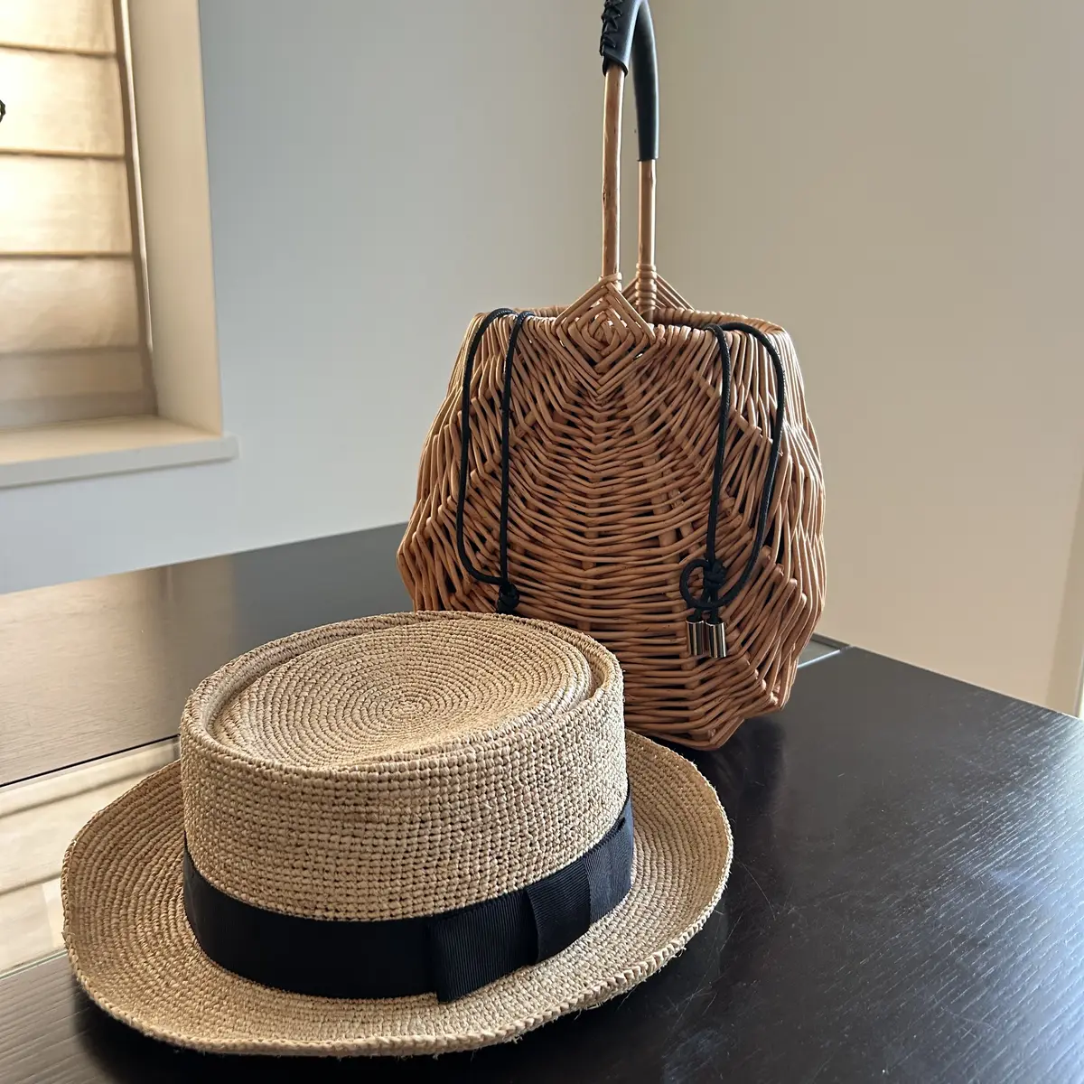 麦わら帽子　田中帽子店　カゴ　カゴバック　ツルバイマイコカオイカワカゴバック